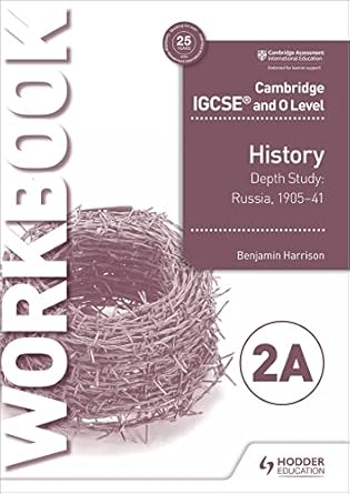Coperta cărții "Cambridge IGCSE and O Level History Workbook 2A - Depth study: Russia, 1905&amp;#150;41: Hodder Education Group" de autor necunoscut