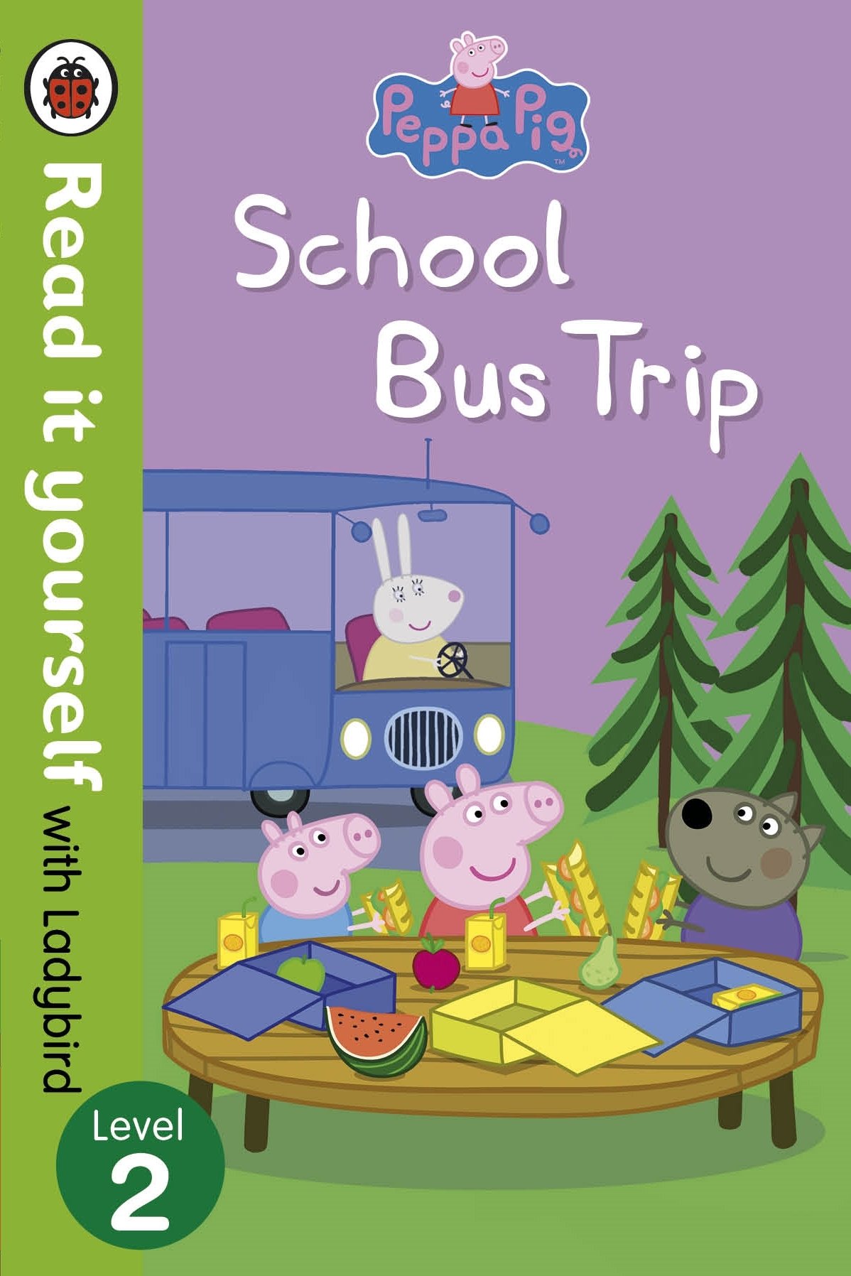 Coperta cărții "Peppa Pig: School Bus Trip - Read it yourself with Ladybird: Level 2" de autor necunoscut
