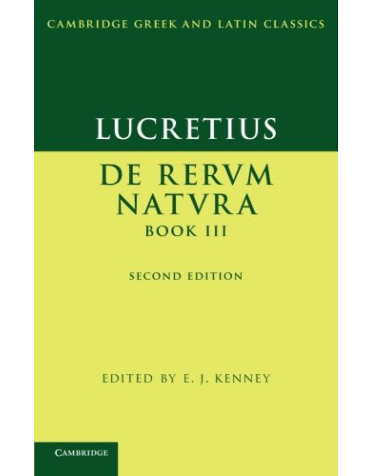 Lucretius: De Rerum NaturaBook III (Cambridge Greek and Latin Classics)