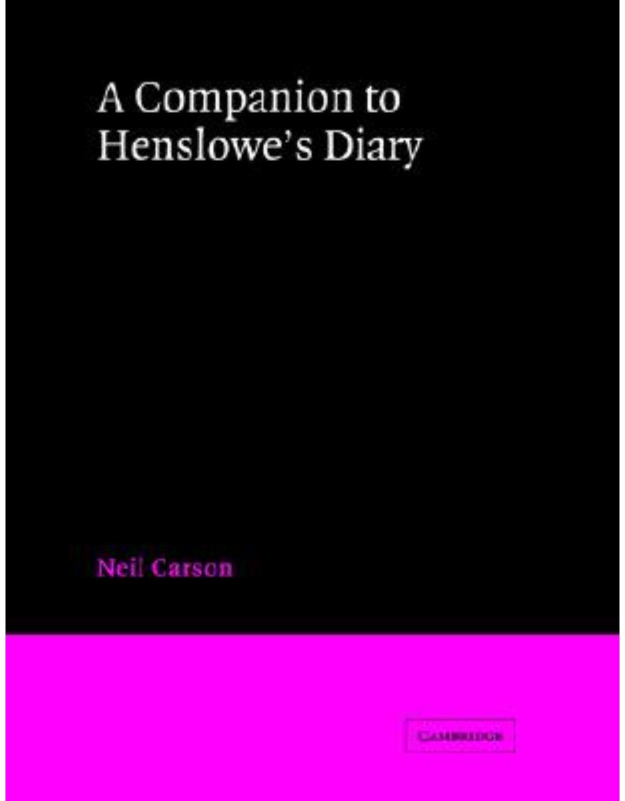 A Companion to Henslowe's Diary