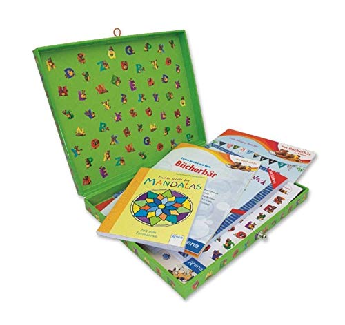 Coperta cărții "Meine Lernspielbox zum Schulanfang: Lesen, Schreiben, Rechnen, Malen mit dem B&amp;#252;cherb&amp;#228;r" de autor necunoscut