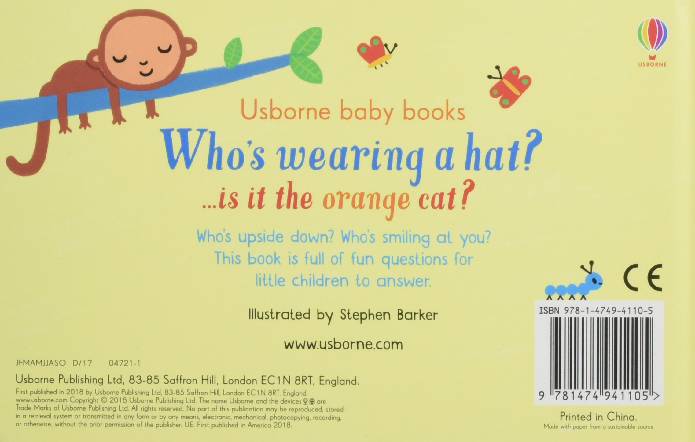 Coperta cărții "Who&#039;s Wearing a Hat? (Usborne Baby Books): 1" de autor necunoscut