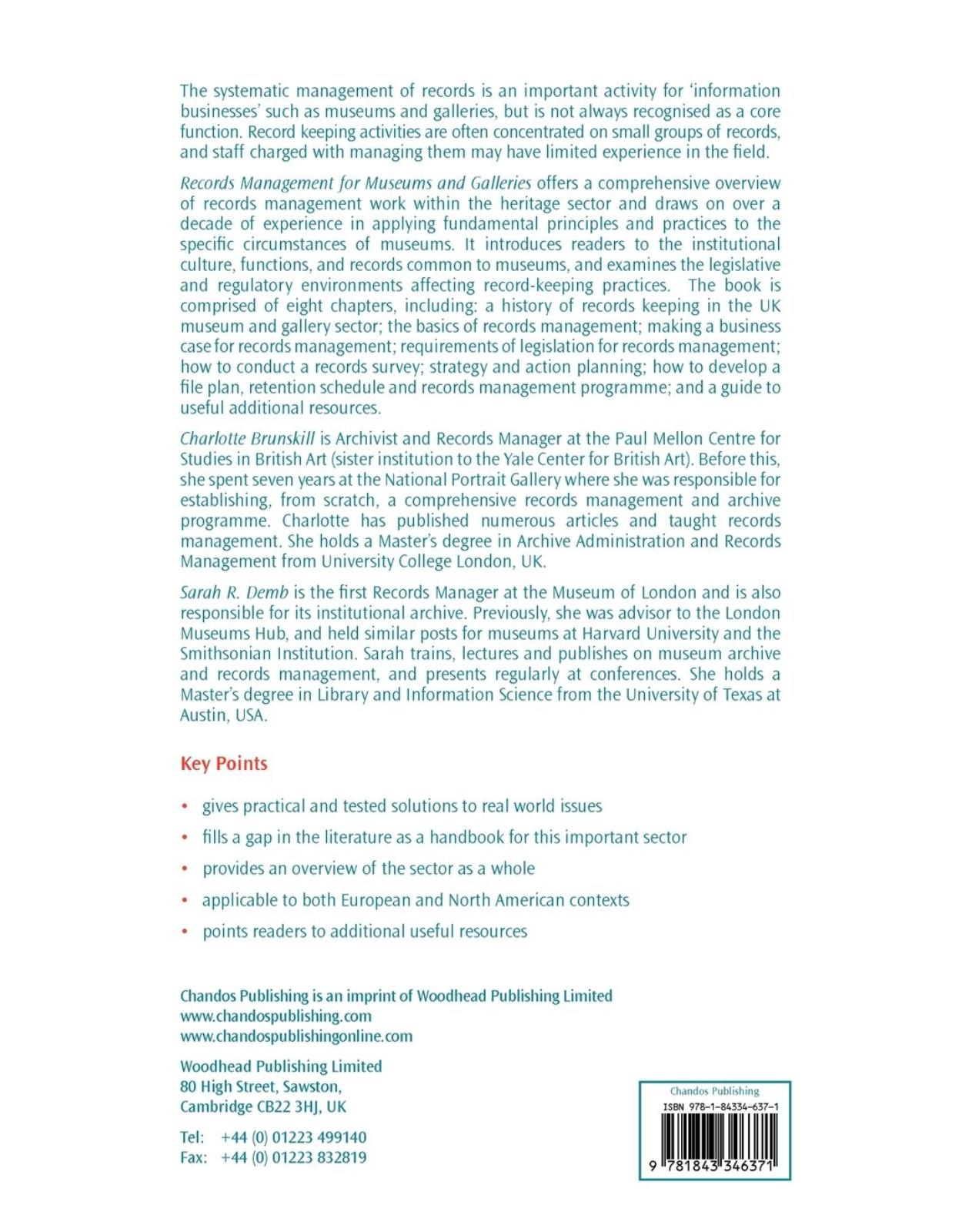 Records Management for Museums and Galleries  An Introduction 