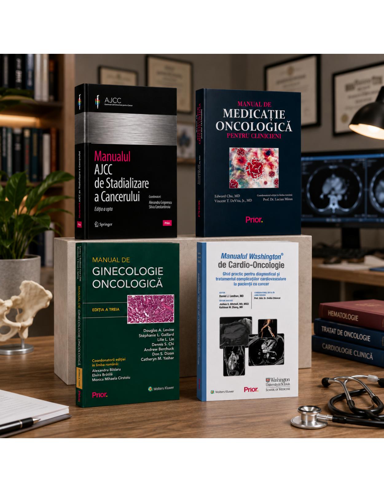 Pachet Oncologie Clinica: 4 manuale pentru stadializare, medicatie oncologica, ginecologie oncologica si cardio-oncologie
